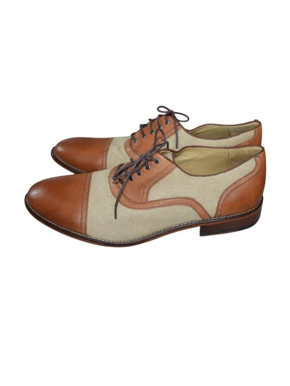 Johnston & Murphy Holbrook Linen Cap Toe Shoes Sheepskin Leather Men's Size 10